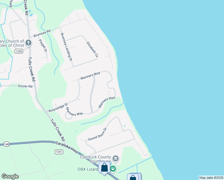 map of restaurants, bars, coffee shops, grocery stores, and more near 166-174 Mariners Way in Moyock