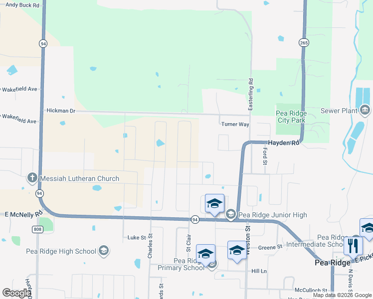 map of restaurants, bars, coffee shops, grocery stores, and more near 995 Hickman Drive in Pea Ridge