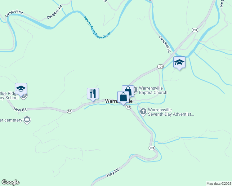 map of restaurants, bars, coffee shops, grocery stores, and more near 5685 North Carolina 194 in Warrensville