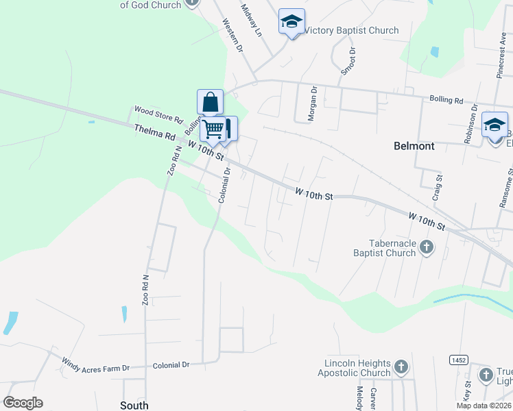 map of restaurants, bars, coffee shops, grocery stores, and more near 118 Azalea Road in Roanoke Rapids