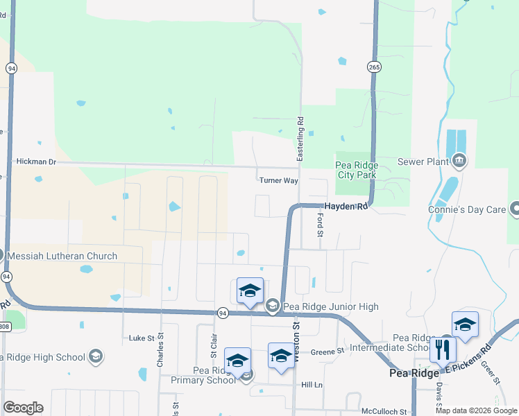 map of restaurants, bars, coffee shops, grocery stores, and more near 800 Todd Circle in Pea Ridge