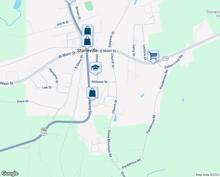 map of restaurants, bars, coffee shops, grocery stores, and more near 103 Glendale Street in Stoneville
