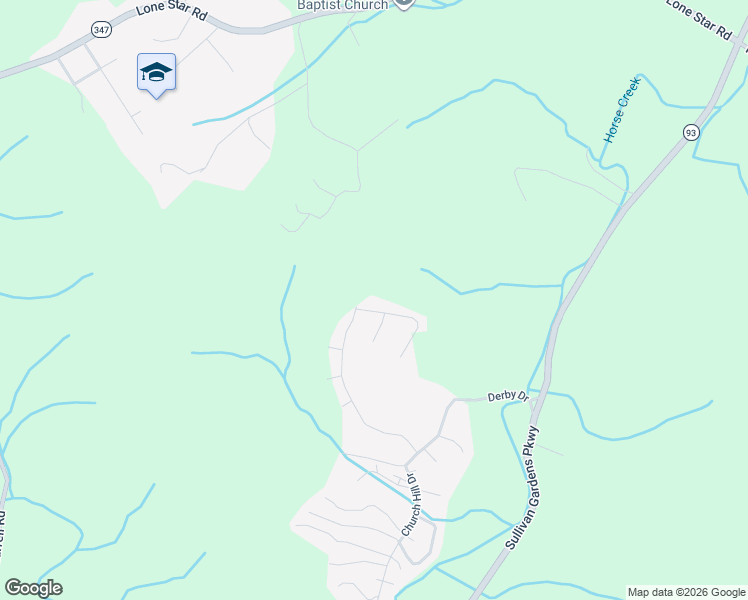 map of restaurants, bars, coffee shops, grocery stores, and more near 101 Marilee Way in Kingsport