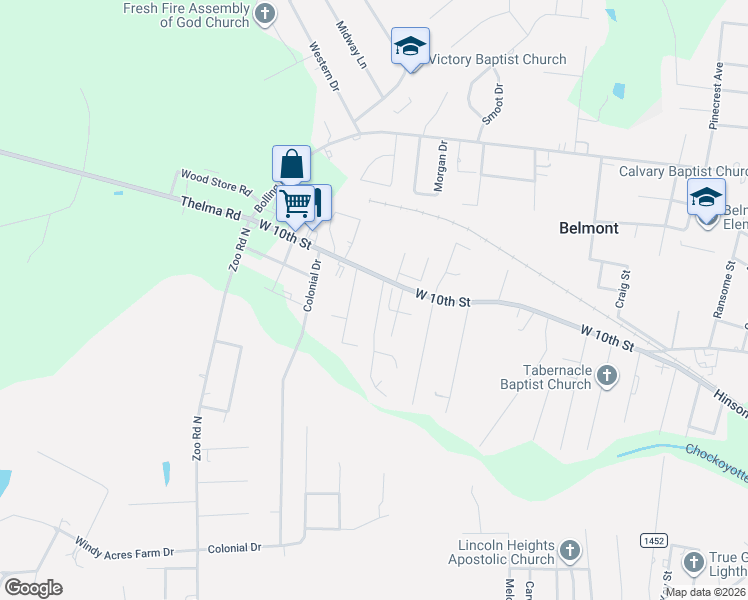 map of restaurants, bars, coffee shops, grocery stores, and more near 118 Azalea Road in Roanoke Rapids