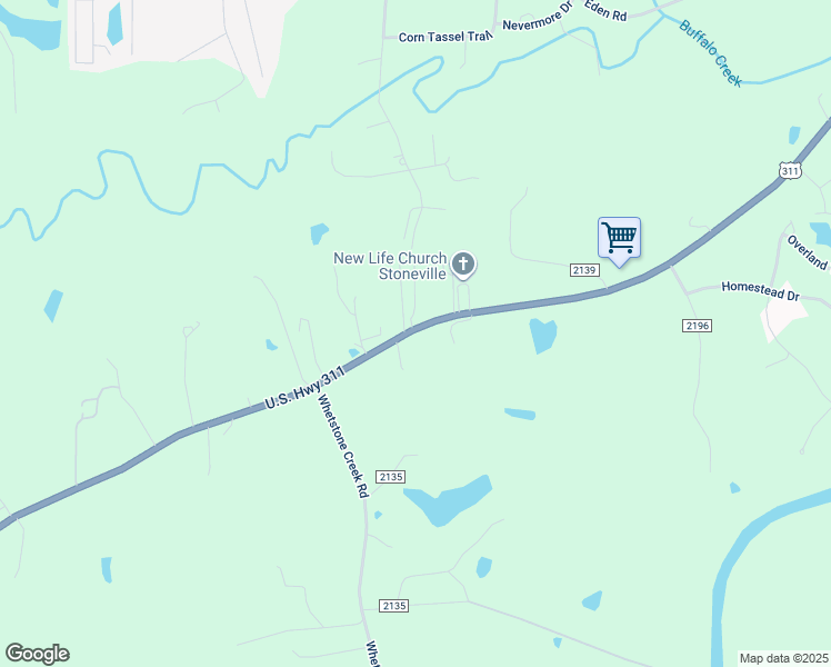 map of restaurants, bars, coffee shops, grocery stores, and more near 2970 North Carolina 135 in Stoneville