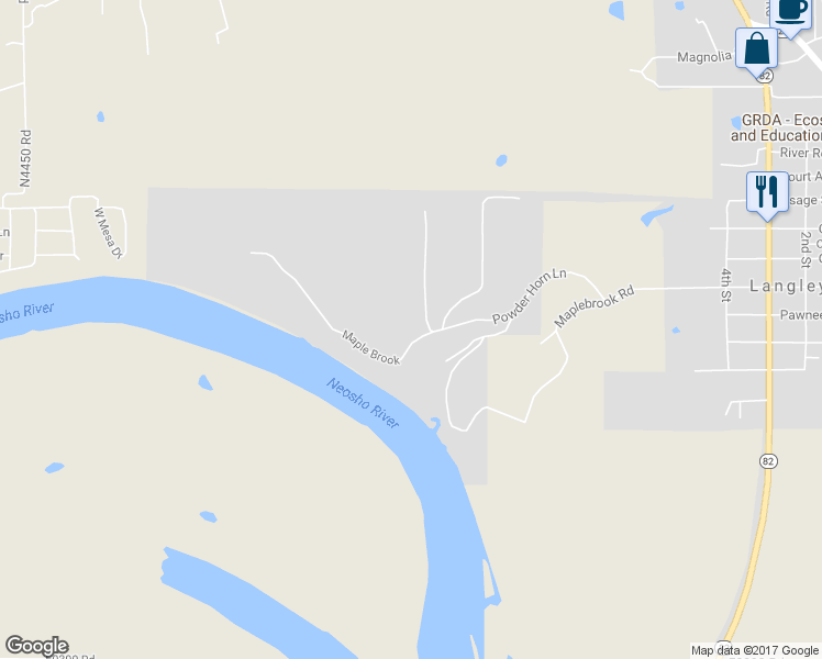 map of restaurants, bars, coffee shops, grocery stores, and more near 718 Maple Brook Lane in Vinita