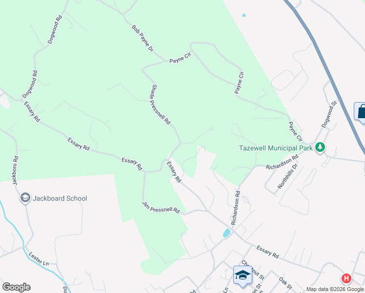 map of restaurants, bars, coffee shops, grocery stores, and more near 875 Shade Pressnell Road in Tazewell