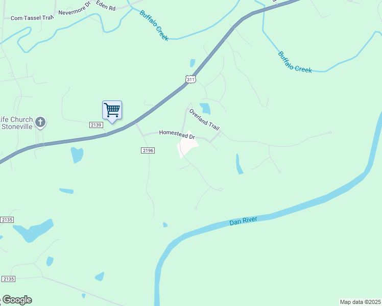 map of restaurants, bars, coffee shops, grocery stores, and more near 190 Conestoga Trail in Stoneville