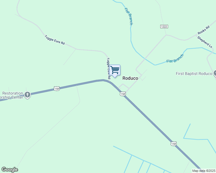map of restaurants, bars, coffee shops, grocery stores, and more near 1458 U.S. 158 in Eure