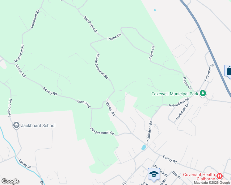 map of restaurants, bars, coffee shops, grocery stores, and more near 875 Shade Pressnell Road in Tazewell