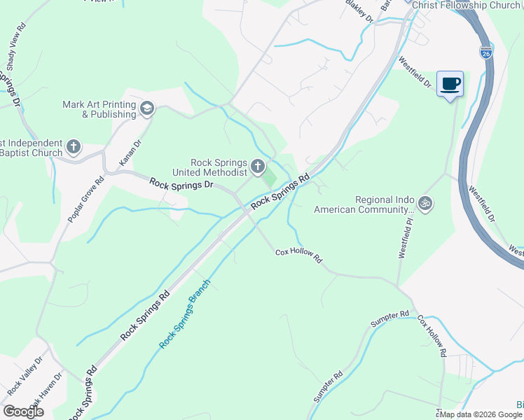 map of restaurants, bars, coffee shops, grocery stores, and more near 1780 Rock Springs Road in Kingsport