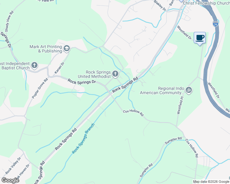 map of restaurants, bars, coffee shops, grocery stores, and more near 1780 Rock Springs Road in Kingsport
