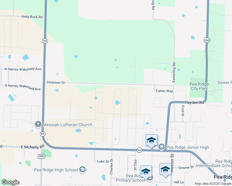 map of restaurants, bars, coffee shops, grocery stores, and more near 1470 Hickman Drive in Pea Ridge