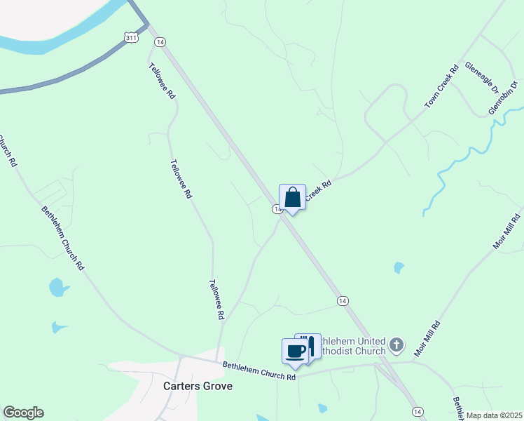 map of restaurants, bars, coffee shops, grocery stores, and more near 175 Country View Lane in Eden
