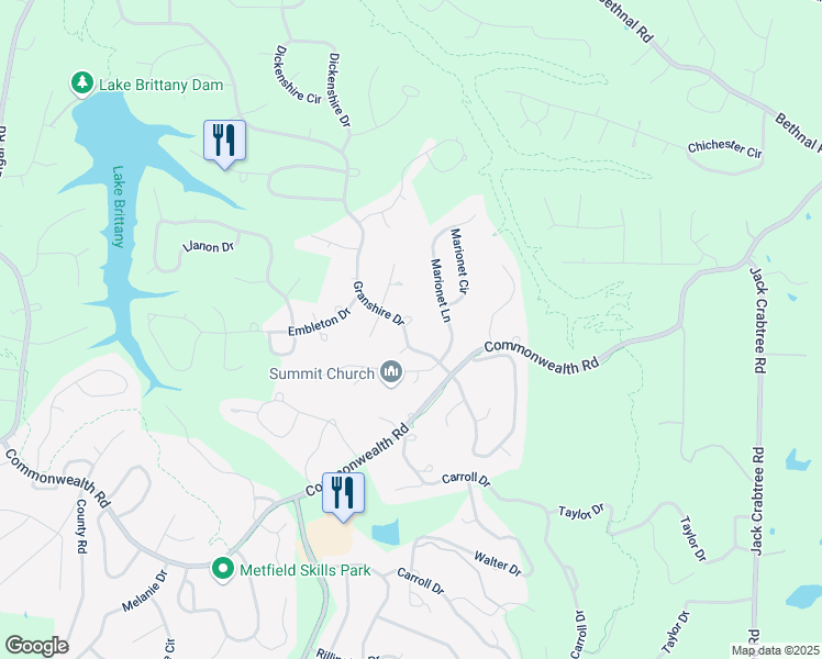 map of restaurants, bars, coffee shops, grocery stores, and more near 2 Cardiff Circle in Bella Vista