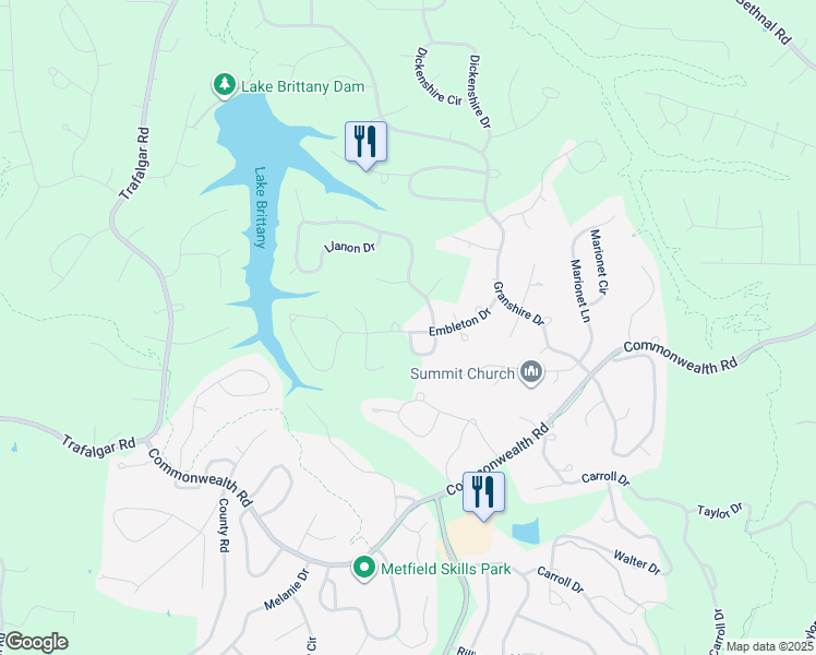 map of restaurants, bars, coffee shops, grocery stores, and more near 18 Embleton Drive in Bella Vista