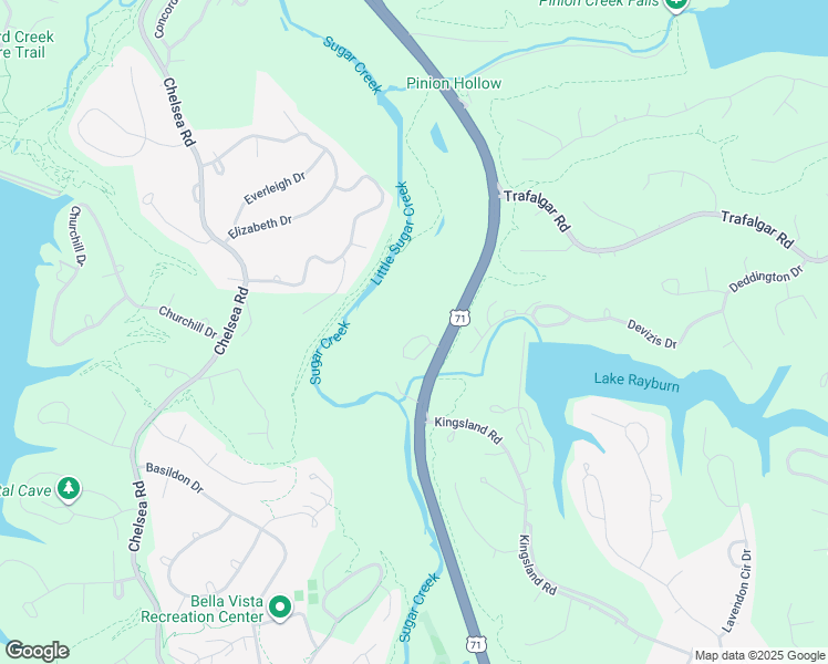 map of restaurants, bars, coffee shops, grocery stores, and more near 10 Shakespeare Drive in Bella Vista