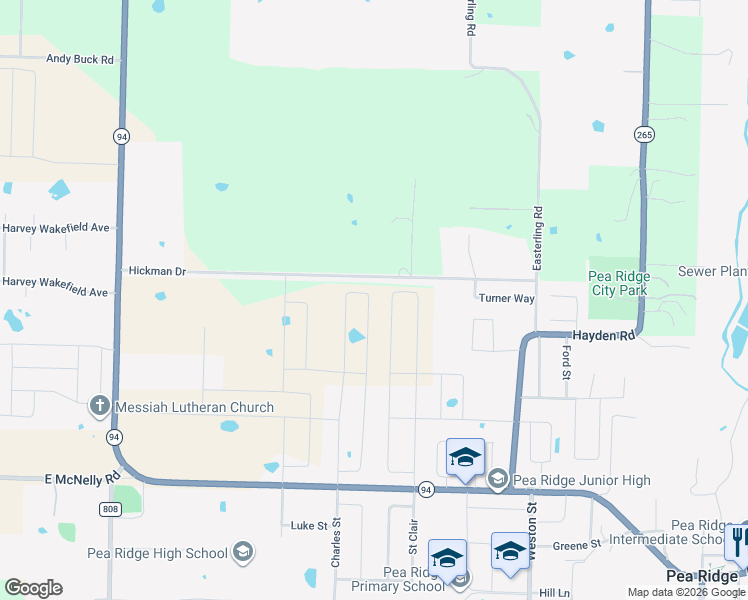 map of restaurants, bars, coffee shops, grocery stores, and more near 1470 Hickman Drive in Pea Ridge