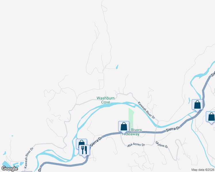 map of restaurants, bars, coffee shops, grocery stores, and more near 43927 Kaweah River Drive in Three Rivers