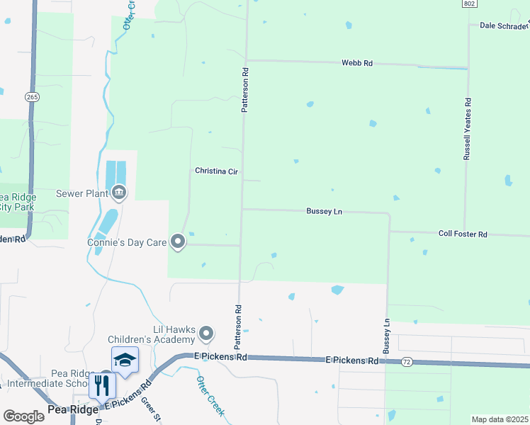map of restaurants, bars, coffee shops, grocery stores, and more near 1820 John Renfro Road in Pea Ridge