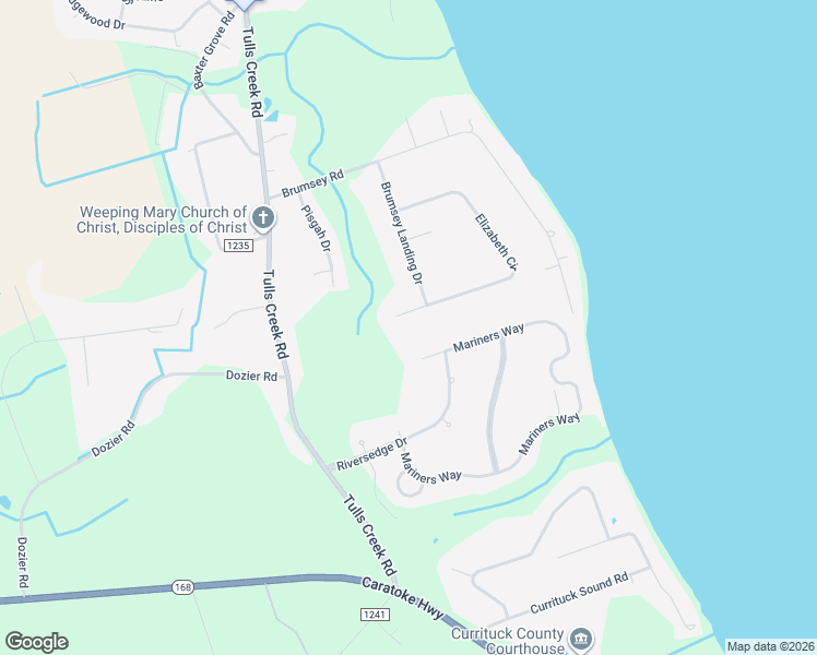 map of restaurants, bars, coffee shops, grocery stores, and more near 107 Armstead Court in Currituck