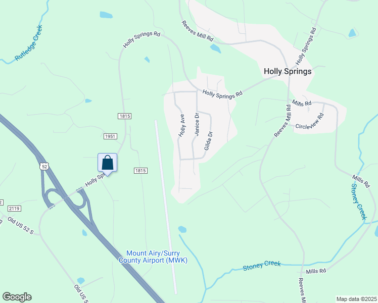 map of restaurants, bars, coffee shops, grocery stores, and more near 247 Holly Avenue in Mount Airy