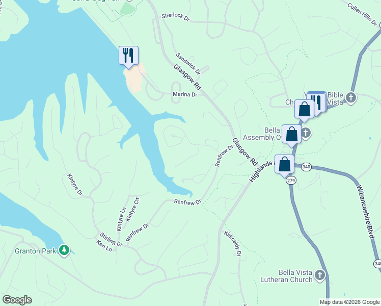 map of restaurants, bars, coffee shops, grocery stores, and more near 8 Cheviot Place in Bella Vista