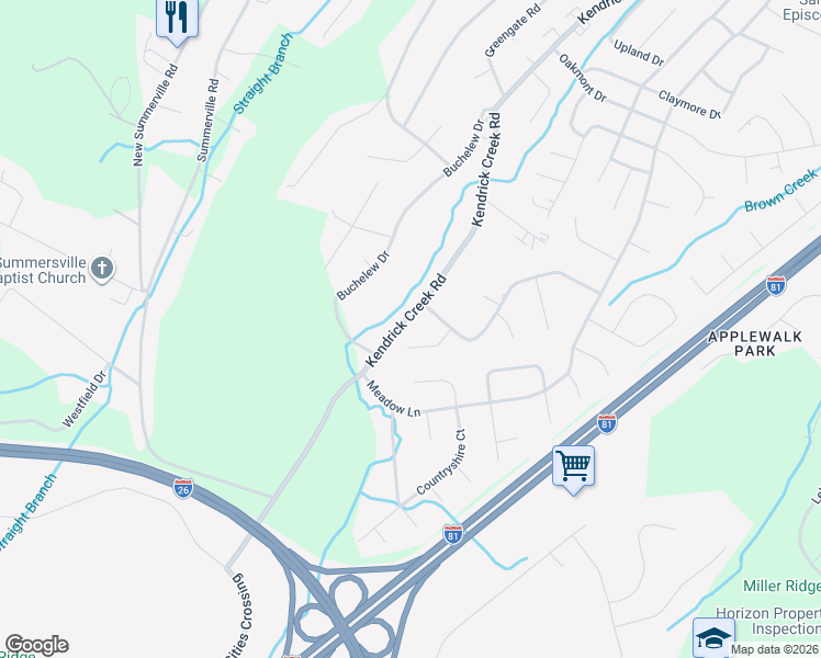 map of restaurants, bars, coffee shops, grocery stores, and more near 116 Quail Heights Court in Kingsport