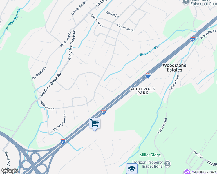 map of restaurants, bars, coffee shops, grocery stores, and more near 1081 Centerbrook Circle in Kingsport