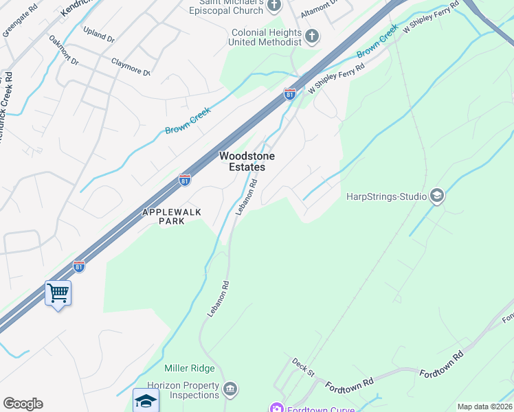 map of restaurants, bars, coffee shops, grocery stores, and more near 3569 McIntosh Drive in Kingsport
