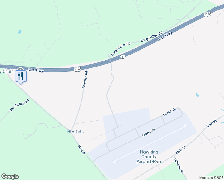 map of restaurants, bars, coffee shops, grocery stores, and more near 145 Regency Drive in Rogersville