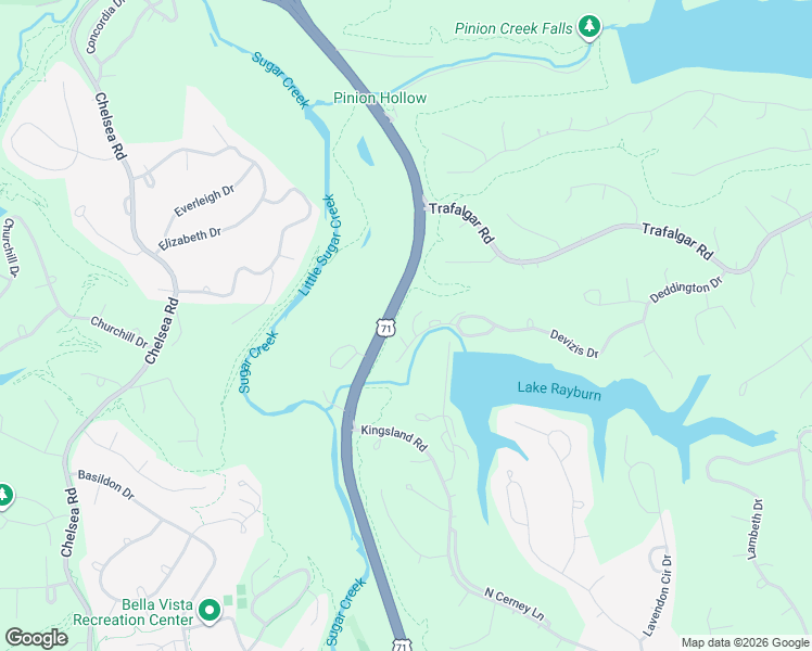 map of restaurants, bars, coffee shops, grocery stores, and more near 1 Blake Lane in Bella Vista