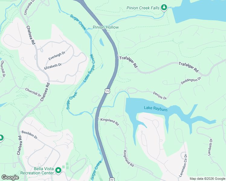 map of restaurants, bars, coffee shops, grocery stores, and more near 5 Blake Lane in Bella Vista