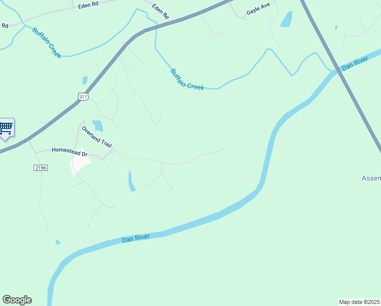 map of restaurants, bars, coffee shops, grocery stores, and more near 413 Overland Trail in Stoneville