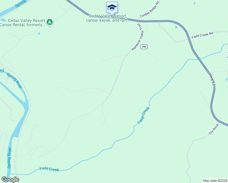 map of restaurants, bars, coffee shops, grocery stores, and more near 648 Rainbow Valley Trail in Mammoth Spring