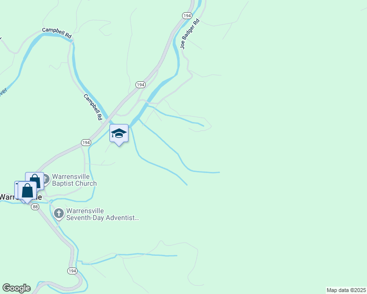 map of restaurants, bars, coffee shops, grocery stores, and more near North Acorn Drive in Ashe County