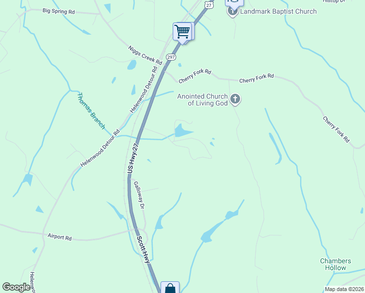 map of restaurants, bars, coffee shops, grocery stores, and more near 238 Oral Drive in Helenwood