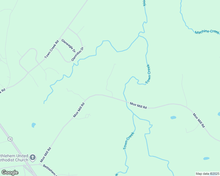 map of restaurants, bars, coffee shops, grocery stores, and more near 2141 Moir Mill Road in Reidsville