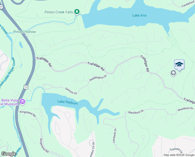 map of restaurants, bars, coffee shops, grocery stores, and more near 11 Deddington Drive in Bella Vista