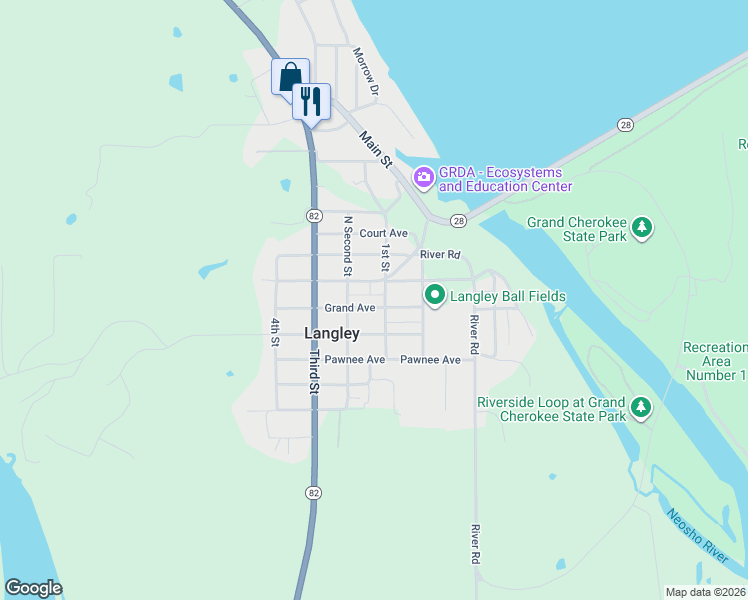 map of restaurants, bars, coffee shops, grocery stores, and more near 138 Grand Avenue in Langley