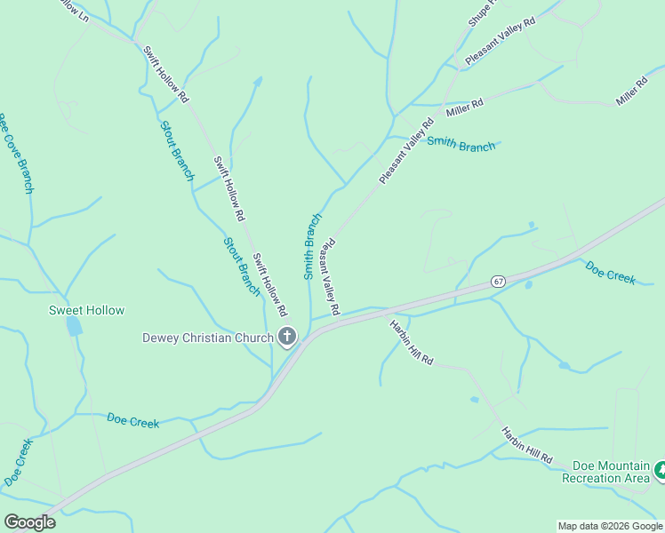 map of restaurants, bars, coffee shops, grocery stores, and more near 2711 Pleasant Valley Road in Mountain City