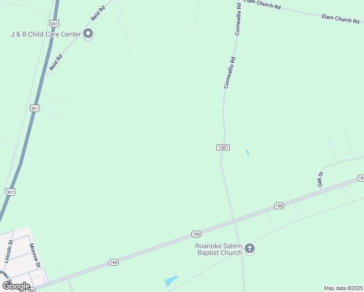 map of restaurants, bars, coffee shops, grocery stores, and more near 2494 Cornwallis Road in Garysburg