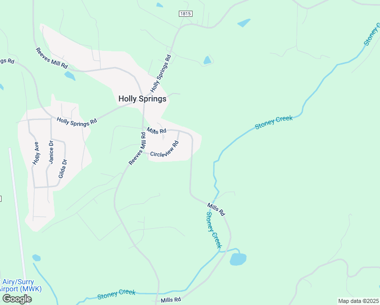 map of restaurants, bars, coffee shops, grocery stores, and more near 241-357 Mills Road in Mount Airy