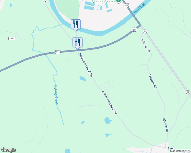 map of restaurants, bars, coffee shops, grocery stores, and more near 1023 Bethlehem Church Road in Eden