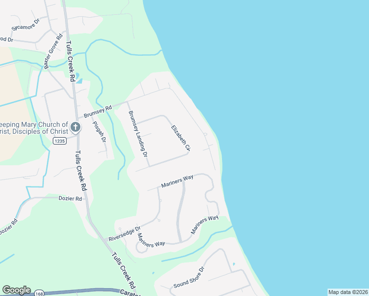 map of restaurants, bars, coffee shops, grocery stores, and more near 131 Elizabeth Cir in Currituck