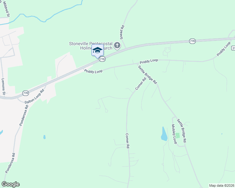 map of restaurants, bars, coffee shops, grocery stores, and more near 120 Derris Road in Stoneville