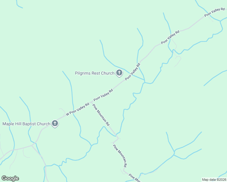 map of restaurants, bars, coffee shops, grocery stores, and more near 1134 Poor Valley Road in Rogersville
