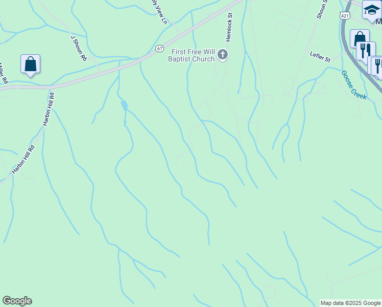 map of restaurants, bars, coffee shops, grocery stores, and more near in Mountain City
