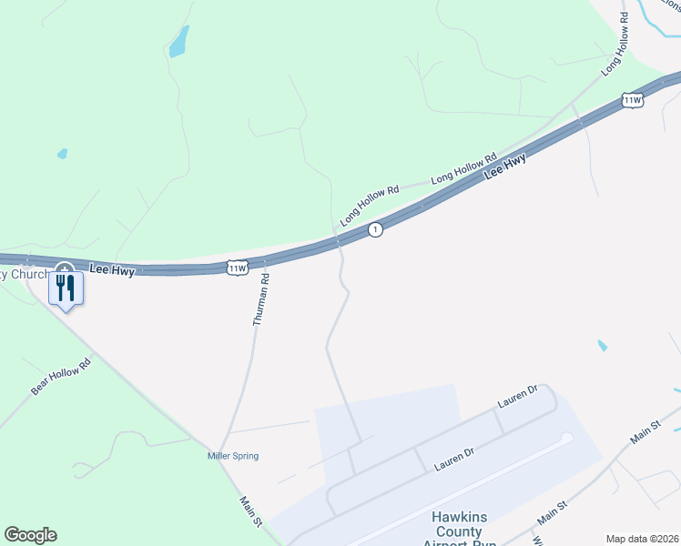 map of restaurants, bars, coffee shops, grocery stores, and more near 104 Regency Drive in Rogersville