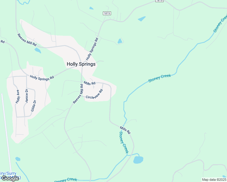 map of restaurants, bars, coffee shops, grocery stores, and more near 241 Mills Road in Mount Airy